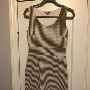 Tan and white striped Banana Republic dress